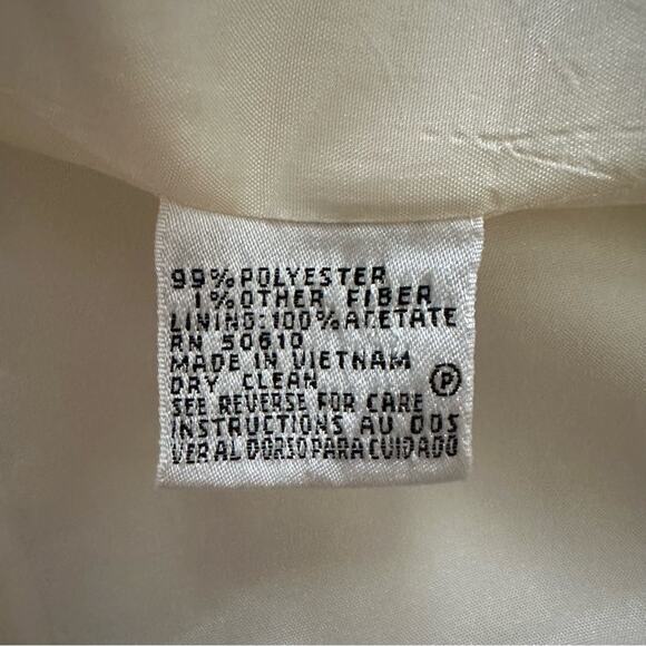 Le Suit Ivory Black Pinstriped Long Sleeve Flap Pockets Blazer Jacket Size 14 - Picture 11 of 12